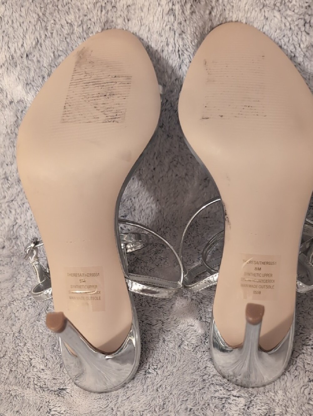 Steve Madden Silver Metallic Stiletto Ankle-Strap Sandals - Picture 3 of 6